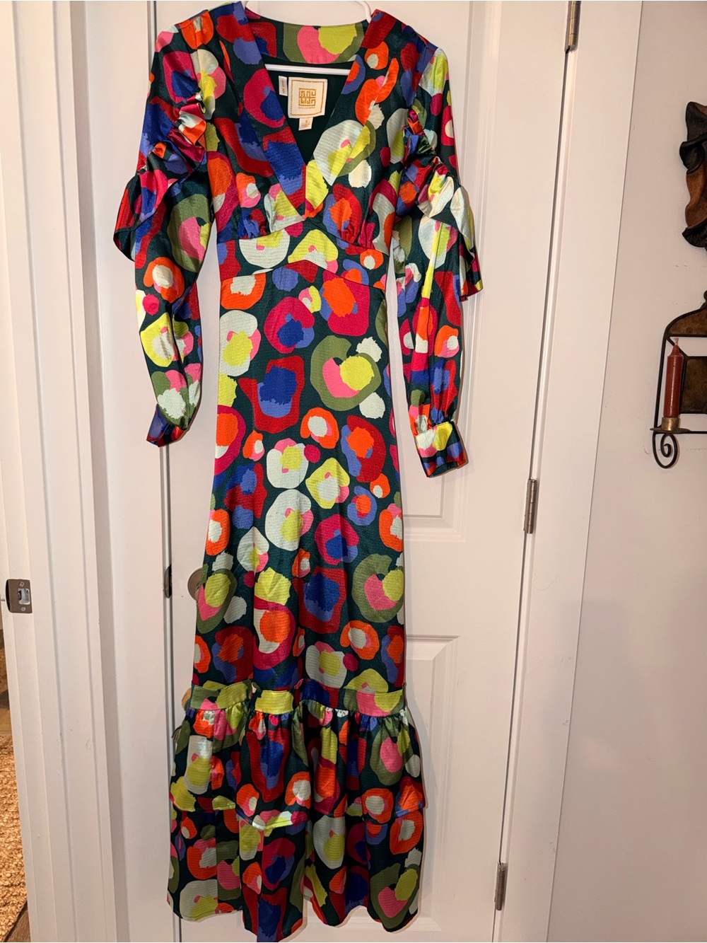 Vibrant Multi-Color Print Maxi Dress with Ruffled Hem